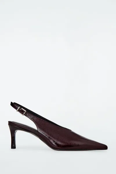 Cos Pointed Patent-leather Slingback Pumps In Red