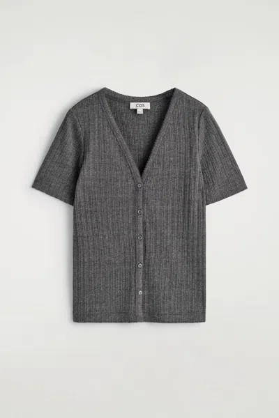 Cos Cardigan A Maniche Corte In Maglia Traforata In Gray