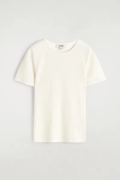 Cos Pointelle-knit T-shirt In White