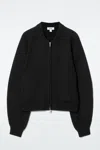Cos Pointelle-knit Wool Jacket In Black