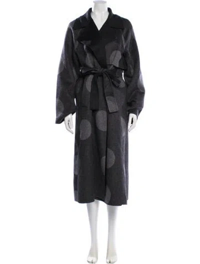 Pre-owned Cos Polka Dot Print Trench Coat In Gray