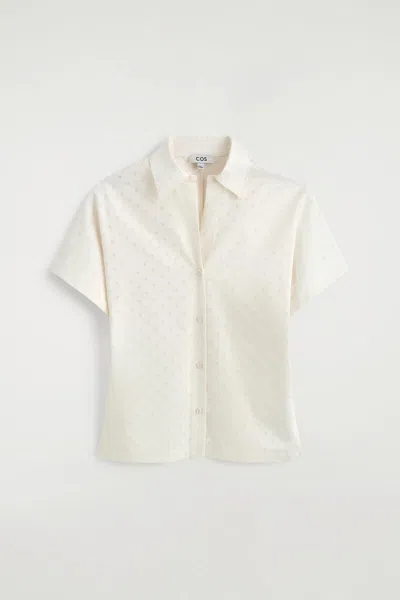 Cos Chemise À Pois En Jacquard De Coton In White