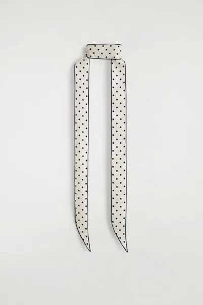 Cos Polka-dot Silk Skinny Scarf In White