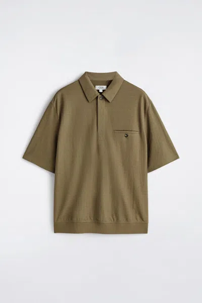 Cos Polo En Jersey In Brown