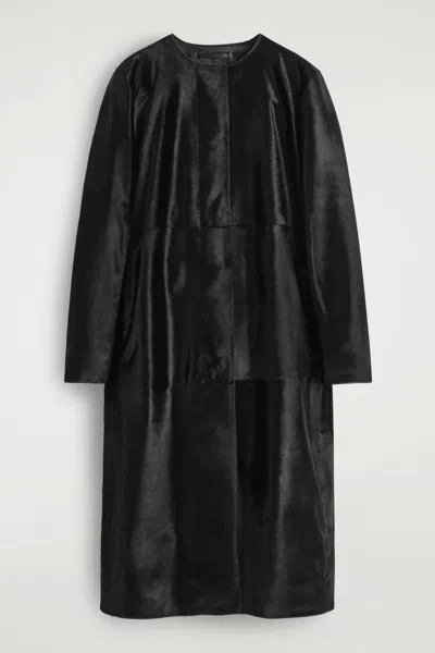 Cos Pony Hair Coat In Black