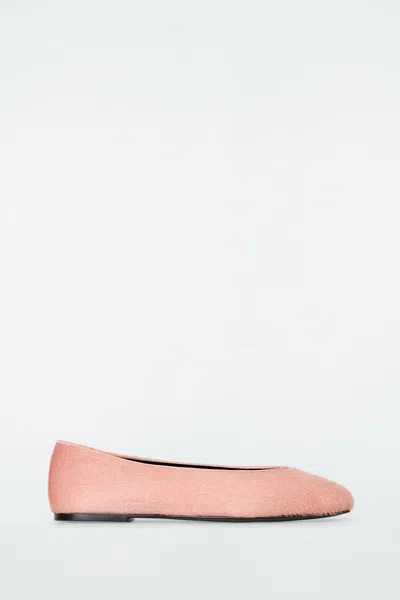 Cos Pony Hair Ballet Flats In Rose