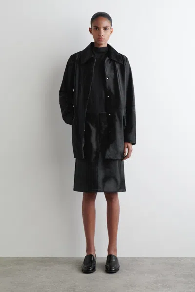 Cos Pony Hair Midi Skirt In Black