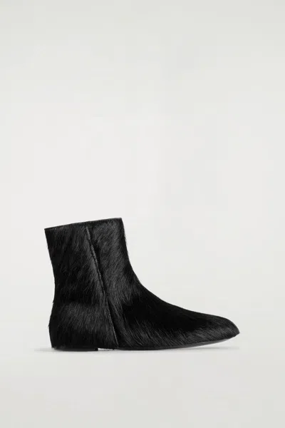 Cos Pony Hair Sock Boots In Black