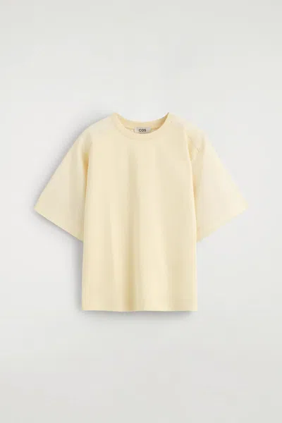 Cos T-shirt In Jersey Con Pannelli In Poplin In Yellow