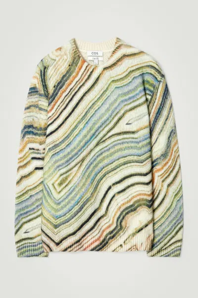 Cos Printed Alpaca-blend Sweater In White