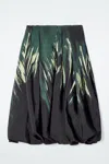 Cos Printed Bubble-hem Midi Skirt In Black