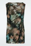 Cos Printed Draped Silk Dress In Multicolor