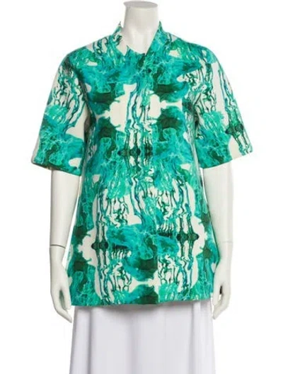 Pre-owned Cos Printed Evening Jacket In Green