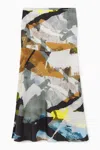 Cos Printed Flared Maxi Skirt In Blue