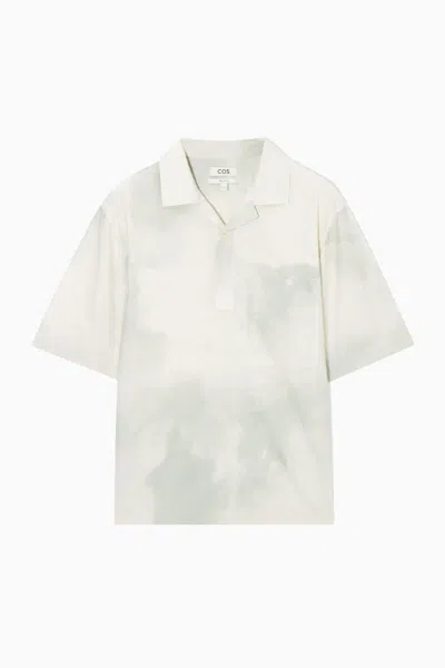 Cos Printed Half-placket Short-sleeved Shirt In Turquoise