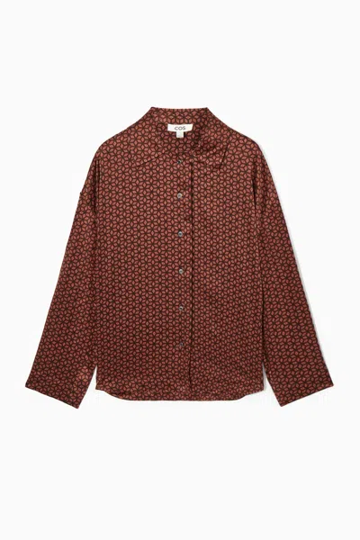 Cos Printed Pure Silk Pyjama Shirt In Orange