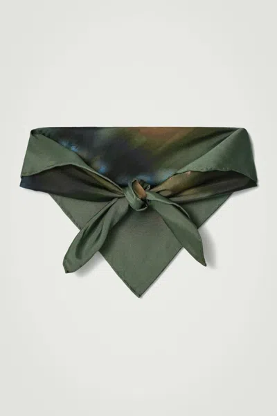 Cos Printed Silk Scarf In Blue