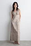 Cos Printed V-neck Maxi Dress In Blue