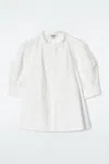 Cos Puff-sleeve Blouse In White