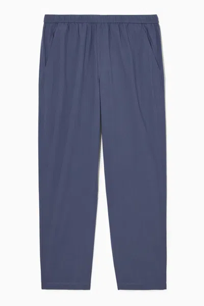 Cos Tapered Poplin Pull-on Trousers In Blue