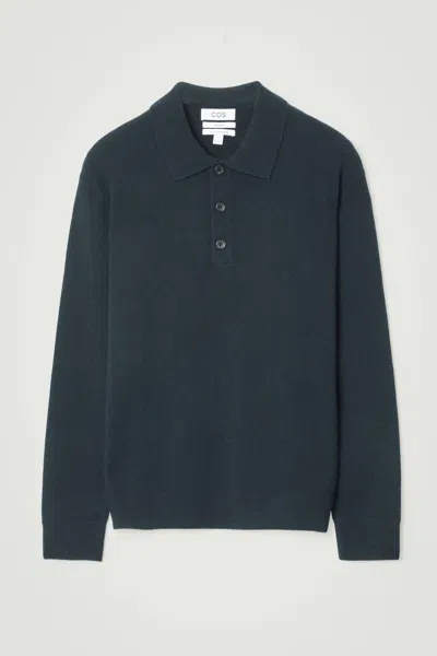 Cos Pure Cashmere Polo Shirt In Blue