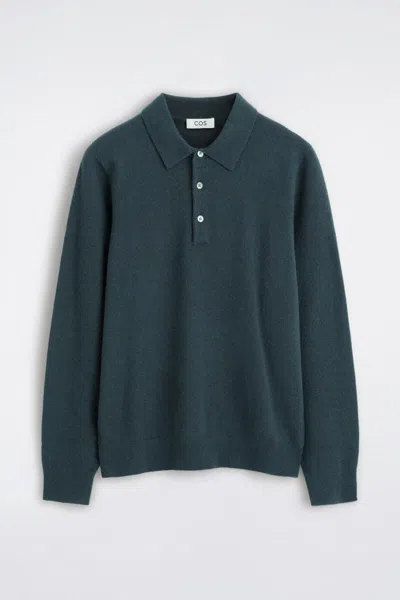 Cos Pure Cashmere Polo Sweater In Gray