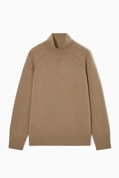 Cos Pure Cashmere Turtleneck Jumper In Beige