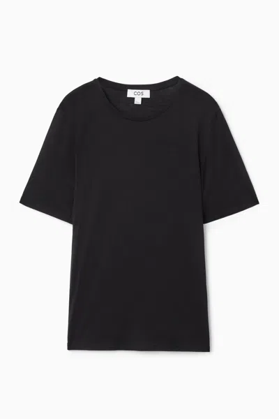 Cos Pure Silk T-shirt In Black
