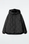 Cos Quilted Hooded Funnel-neck Jacket In Black