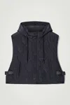 Cos Quilted Hooded Hybrid Gilet In Black