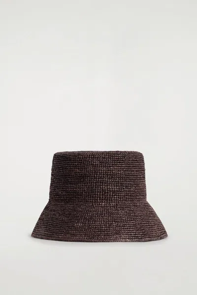 Cos Raffia Bucket Hat In Brown