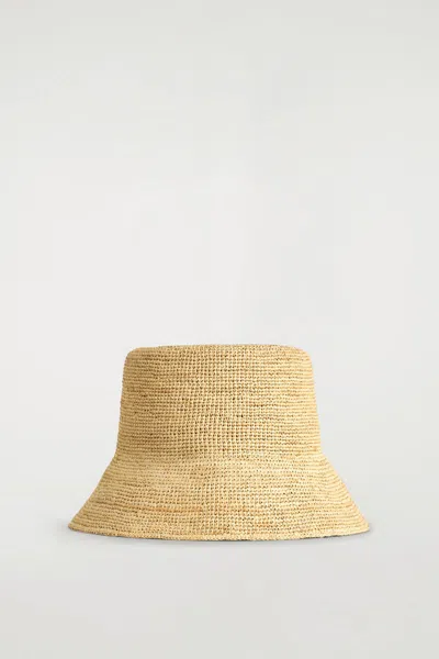 Cos Raffia Bucket Hat In Gold