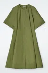 Cos Raglan-sleeve Cotton Midi Dress In Green