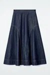 Cos Raw Denim A-line Midi Skirt In Blue