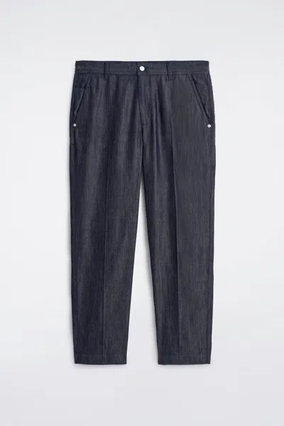 Cos Pantalon Regular Droit En Denim Brut In Blue