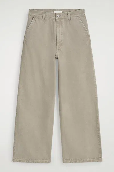 Cos Raw Denim Trousers In Grey