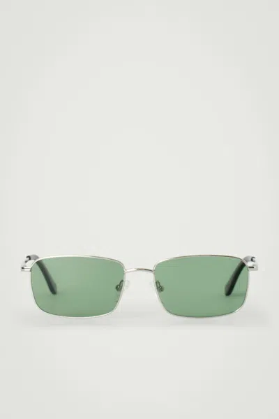 Cos Rectangle Wire-frame Sunglasses In Silver