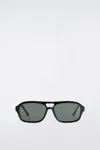 Cos Rectangular Aviator Sunglasses In Black