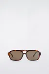 Cos Rectangular Aviator Sunglasses In Brown