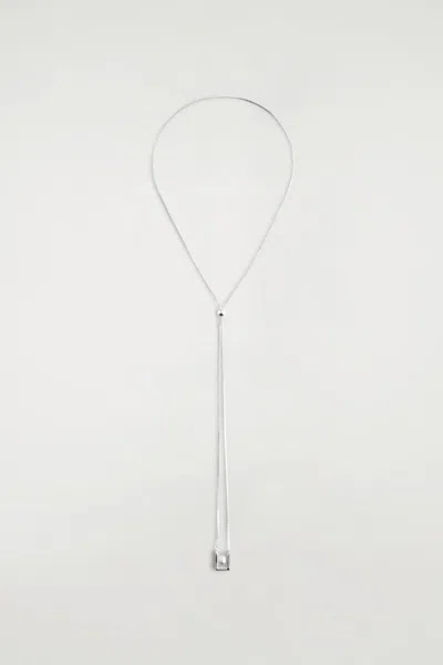 Cos Rectangular Chain Pendant Necklace In Silver