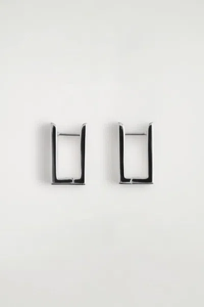 Cos Rectangular Hoop Earrings In Silver