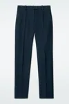 Cos Regular Cotton Slim-leg Trousers In Blue In Blue