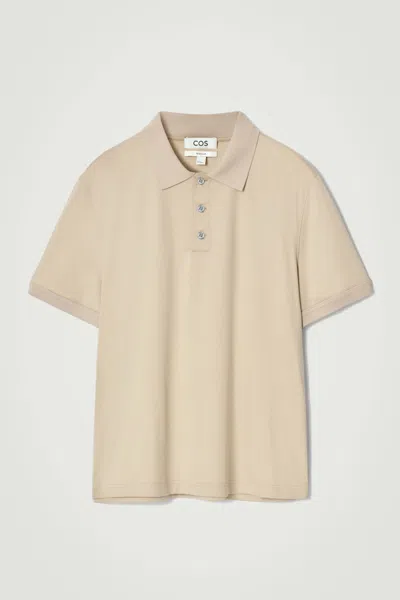 Cos Regular-fit Mercerised-cotton Polo Shirt In Brown