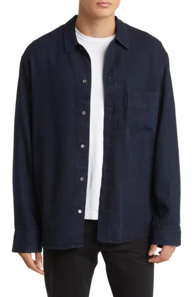 Cos Regular Fit Stretch Denim Button-up Shirt In Blue Dark