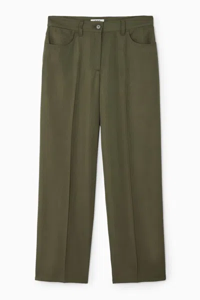 Cos Fluid Straight-leg Trousers In Green
