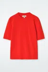 Cos Regular Knitted T-shirt In Orange