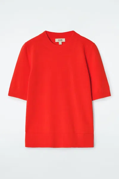 Cos Regular Knitted T-shirt In Orange