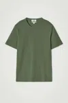 Cos Regular Lightweight Brushed-cotton T-shirt In Green