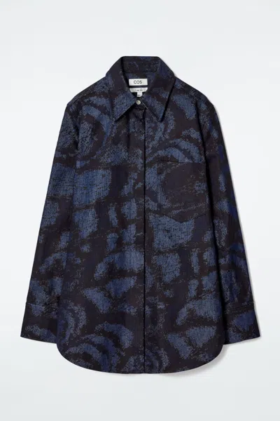 Cos Regular Printed Denim Shirt In Blue