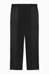 Cos Satin-panelled Wool Tuxedo Trousers In Black